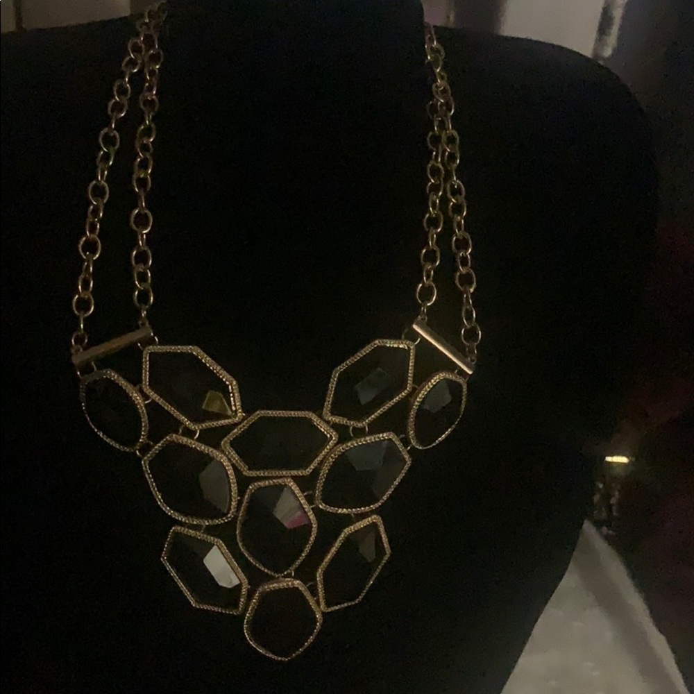 Gold and black stone necklace